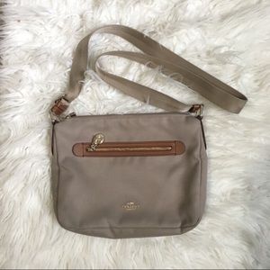 Coach Authentic Sawyer Canvas Crossbody Tan.